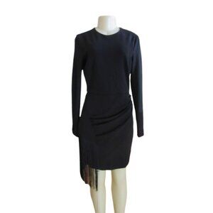 New Belle Badgley Mischka Black Harley Bodycon Dress w Fringe Size 4